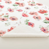 Schitterend roze en rood papaver ontwerp sherpa deken (3/4)