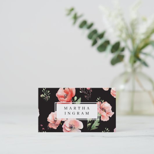 Schitterend roze en rood papaver ontwerp visitekaartje (Staand voorkant)