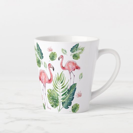 Schitterend roze flamingpatroon latte mok (Rechts)