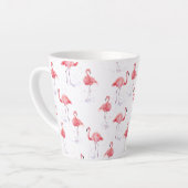 Schitterend roze flamingpatroon latte mok (Linkerhoek)