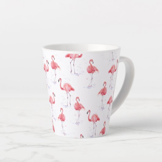 Schitterend roze flamingpatroon latte mok (Rechterhoek)