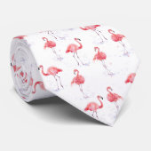 Schitterend roze flamingpatroon stropdas (Opgerold)