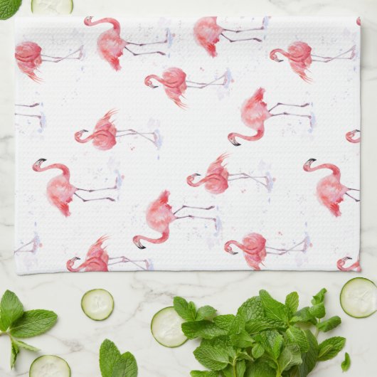 Schitterend roze flamingpatroon theedoek (Gevouwen)