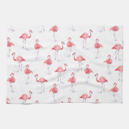 Schitterend roze flamingpatroon theedoek