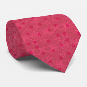 Schitterend roze hartenpatroon stropdas