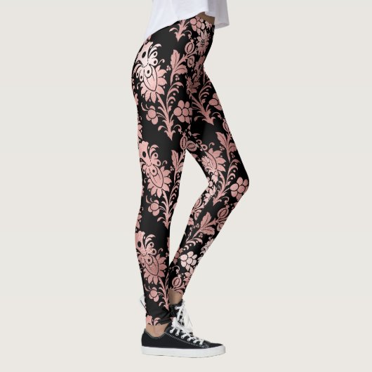 Schitterend roze roze vocht zwart leggings (Rechts)