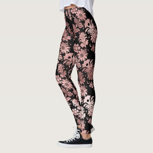 Schitterend roze roze vocht zwart leggings (Links)