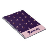 Schitterend roze vlinderbloempatroon notitieboek (Rechterzijde)