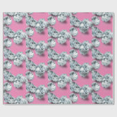 Schitterend ruitvormig, zacht roze glaasje cadeau cadeaupapier (Vlak)