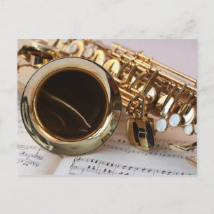 Schitterend saxofone-muziekinstrument briefkaart