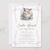 Schitterend Schattige donzig konijn roze bogen paa Kaart (Voorkant)