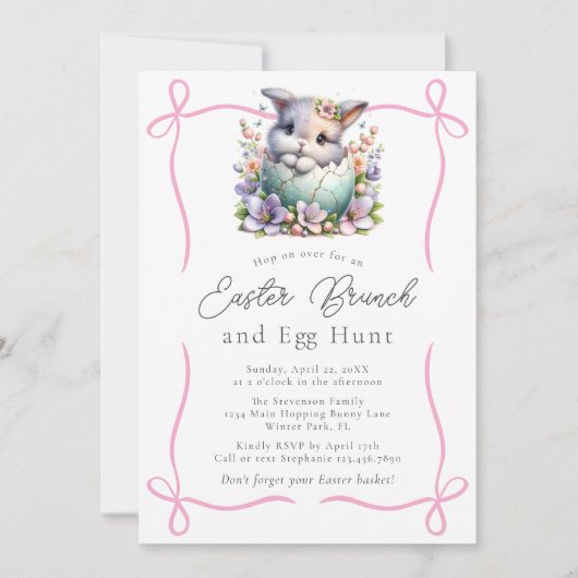 Schitterend Schattige donzig konijn roze bogen paa Kaart (Voorkant)