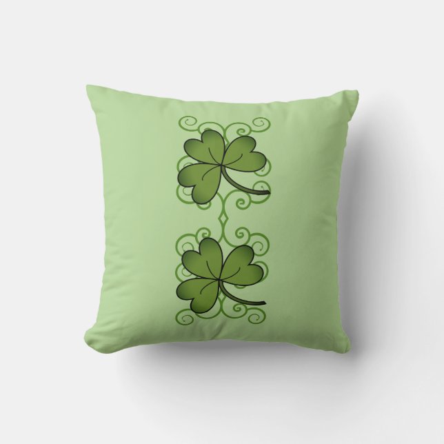 Schitterend Sierkussen met schuifwiel en shamrock (Voorkant)