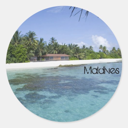 Schitterend strand op de maldiven ronde sticker (Voorkant)