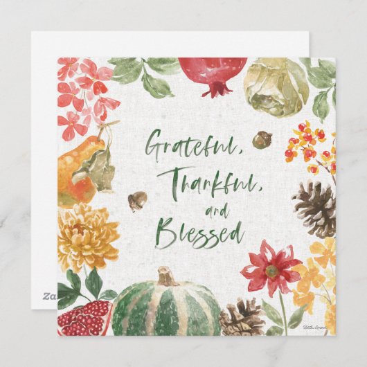 Schitterend, Thankful en Gezegeld oogsten Feestdagenkaart (Voorkant / Achterkant)