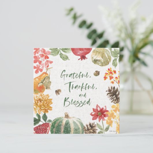 Schitterend, Thankful en Gezegeld oogsten Feestdagenkaart (Staand voorkant)