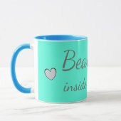 Schitterend van binnen en uit Cute Quote Turquoise Mok (Links)