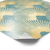 Schitterend ventilatorpatroon, blauwgroen goud, Ar Foto Afdruk (Hoek)