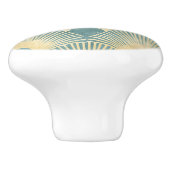 Schitterend ventilatorpatroon, blauwgroen goud, Ar Keramische Knop (Zijkant)