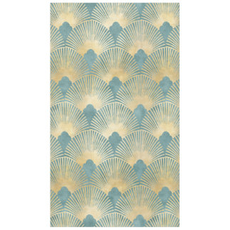 Schitterend ventilatorpatroon, blauwgroen goud, Ar Tafelkleed