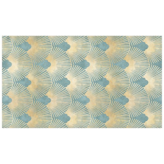 Schitterend ventilatorpatroon, blauwgroen goud, Ar Tafelkleed (Voorkant (Horizontaal))