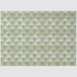 Schitterend ventilatorpatroon, blauwgroen goud, Ar Tissuepapier