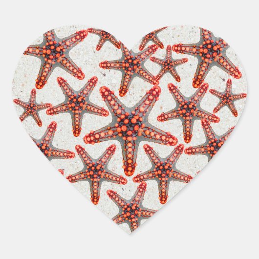 Schitterend vibrant Red Starfish Sand Ocean Sealif Hart Sticker (Voorkant)