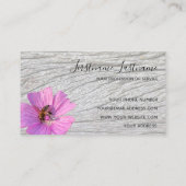 Schitterend violet roze bloesem op hout visitekaartje (Achterkant)