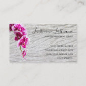 Schitterend vioolroze orchidee bloesem op hout visitekaartje (Achterkant)