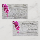 Schitterend vioolroze orchidee bloesem op hout visitekaartje (Voorkant / Achterkant)