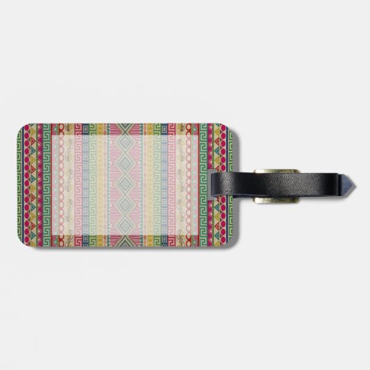 Schitterend vormig kleurrijk Aztec-patroon Bagagelabel (Achterkant horizontaal)