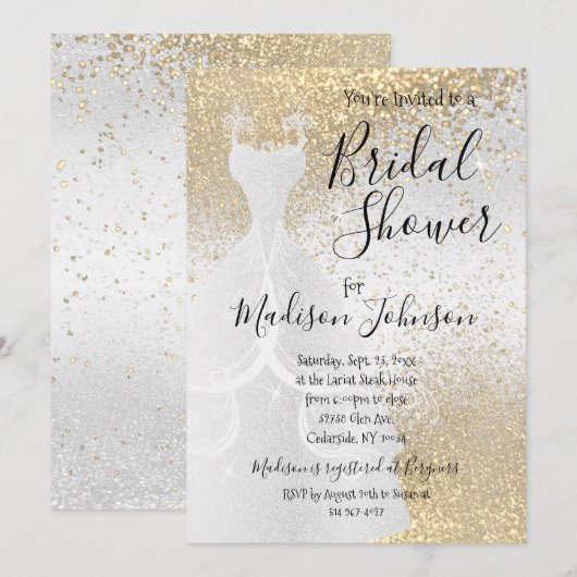 Schitterend Vrijgezellenfeest - Witte en gouden gl Kaart (Voorkant / Achterkant)