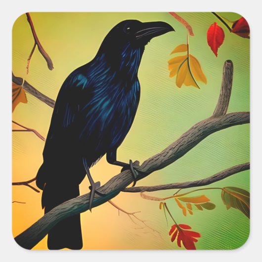 Schitterend vuurtje dat op tak wordt geperst vierkante sticker (Voorkant)