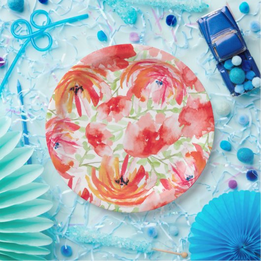 Schitterend Waterverf blauw ventilatorontwerp Papieren Bordje (Feest)