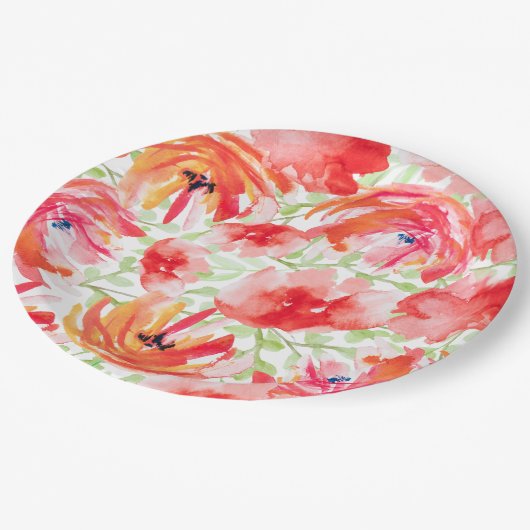 Schitterend Waterverf blauw ventilatorontwerp Papieren Bordje (Gekanteld)