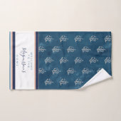 Schitterend waterverf koraal op batik blauw gebrui handdoek (Handdoek)