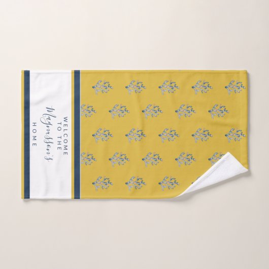 Schitterend waterverf koraal op geel gebruik handdoek (Handdoek)