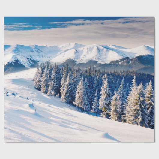 Schitterend winterlandschap met sneeuwbedekte bome cadeaupapier (Vlak)