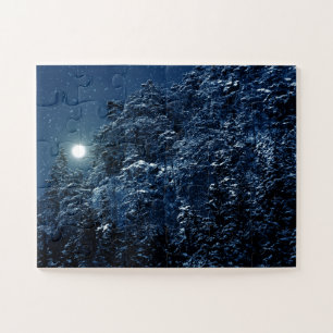 Schitterend winterlandschap met sneeuwbedekte bome legpuzzel