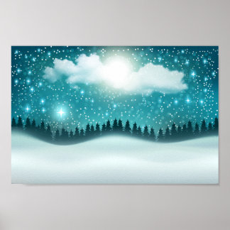 Schitterend winterlandschap poster