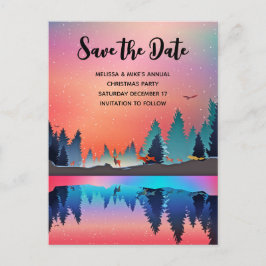 Schitterend wintermeer met herten Kerst Mis de dat Uitnodiging Briefkaart