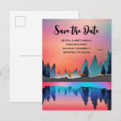 Schitterend wintermeer met herten Kerstmis Save th Uitnodiging Briefkaart (Voorkant / Achterkant)