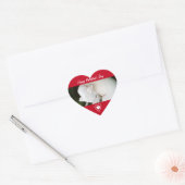 Schitterend wit knuppend portret, rood hart hart sticker (Envelop)