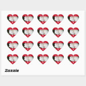 Schitterend wit knuppend portret, rood hart sticker (Vel)