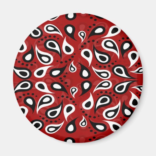 Schitterend wit zwart-rood patroon van Paisley Magneet (Voorkant)