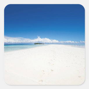 Schitterend witzand strand en turkooizen oceaan vierkante sticker