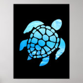 Schitterend Zee schildpad Silhouette van onderzee Poster (Voorkant)