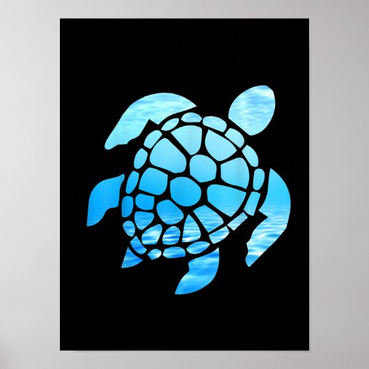 Schitterend Zee schildpad Silhouette van onderzee Poster (Voorkant)