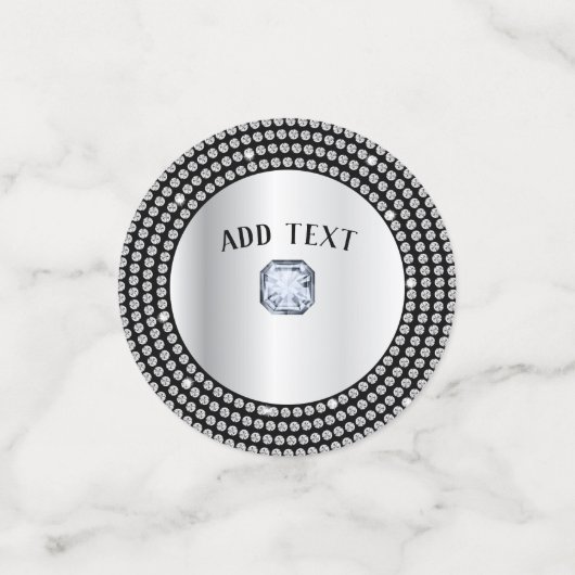 Schitterend zilver Diamond persoonlijk design Confetti (Kleine voorkant)