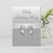 Schitterend zilveren verjaardagsfeestje kaart (Staand voorkant)